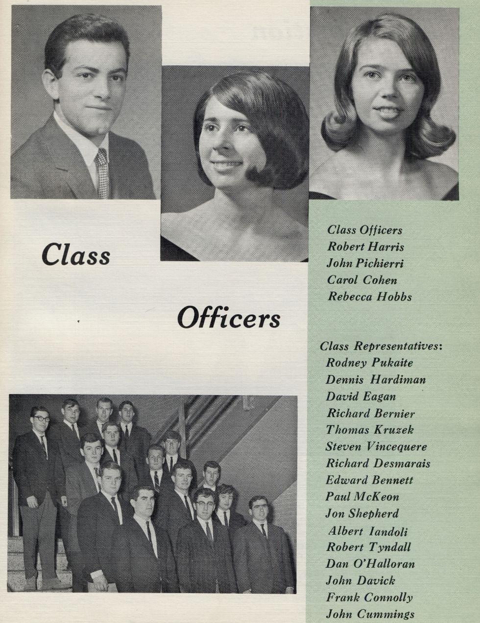Worcester Industrial Technical Institute Class of 1968 Yearbook Class Officers