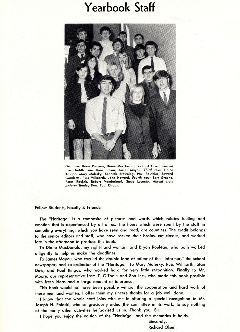 Worcester Industrial Technical Institute - Class of 1969 Yearbook Staff