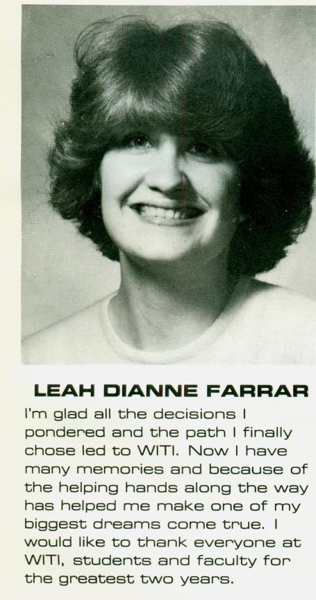 Leah Dianne Farrar WITI 1982 Data Processing