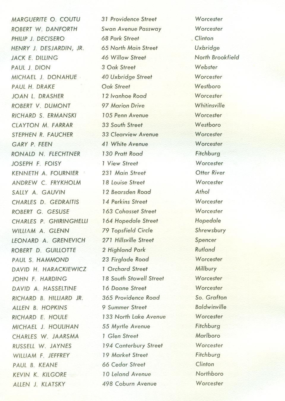 Worcester Industrial Technical Institute Class of 1967 Yearbook Directory - 2