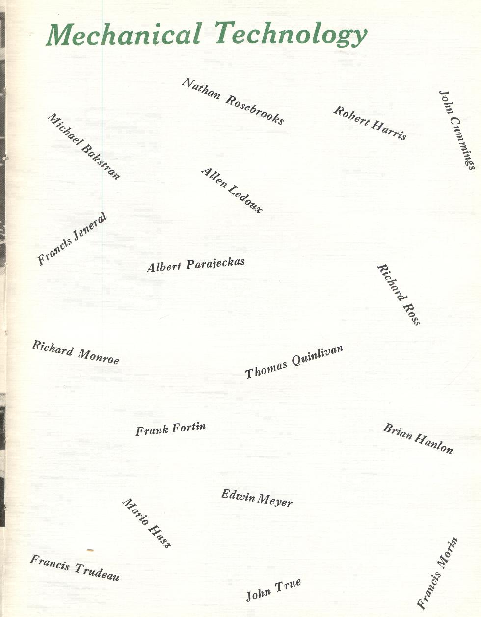 Worcester Industrial Technical Institute Class of 1968 - Mechanical Technology