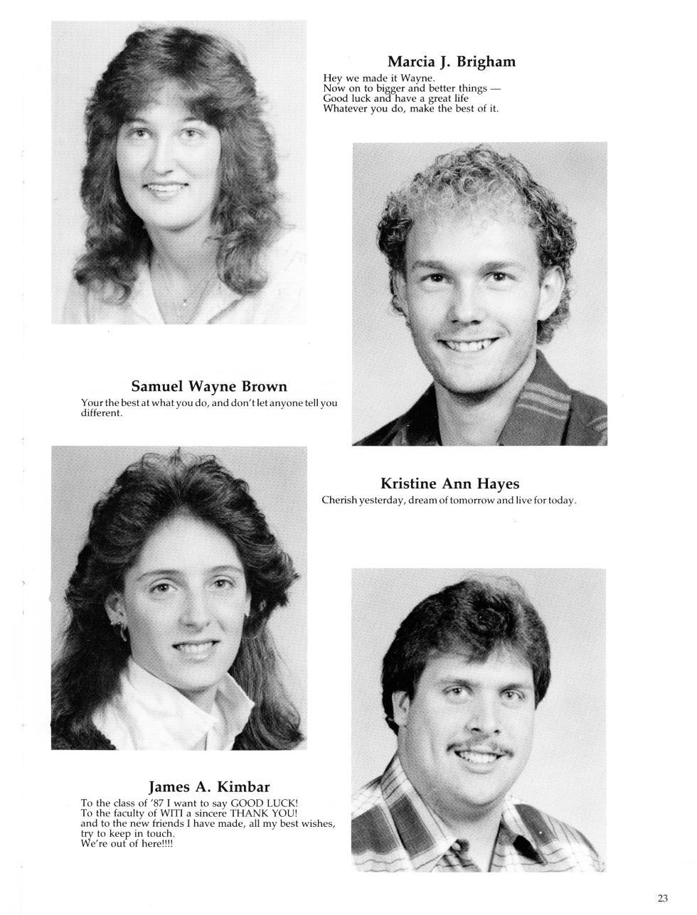 Worcester Industrial Technical Institute Data Processing Class of 1987